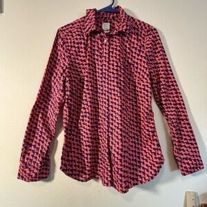 GAP Women’s The Shrunken Boyfriend Button down Red and Navy Checkered Shirt